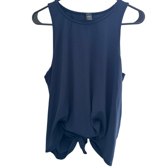 Yogalicious Blue cross back knotted yoga workout tank navy blue women’s SZ M - Picture 1 of 9
